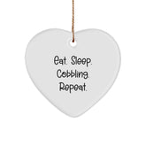 Cobbling Gifts from Friends to Family - Eat. Sleep. Cobbling. Repeat. Heart Ornament - Image 1